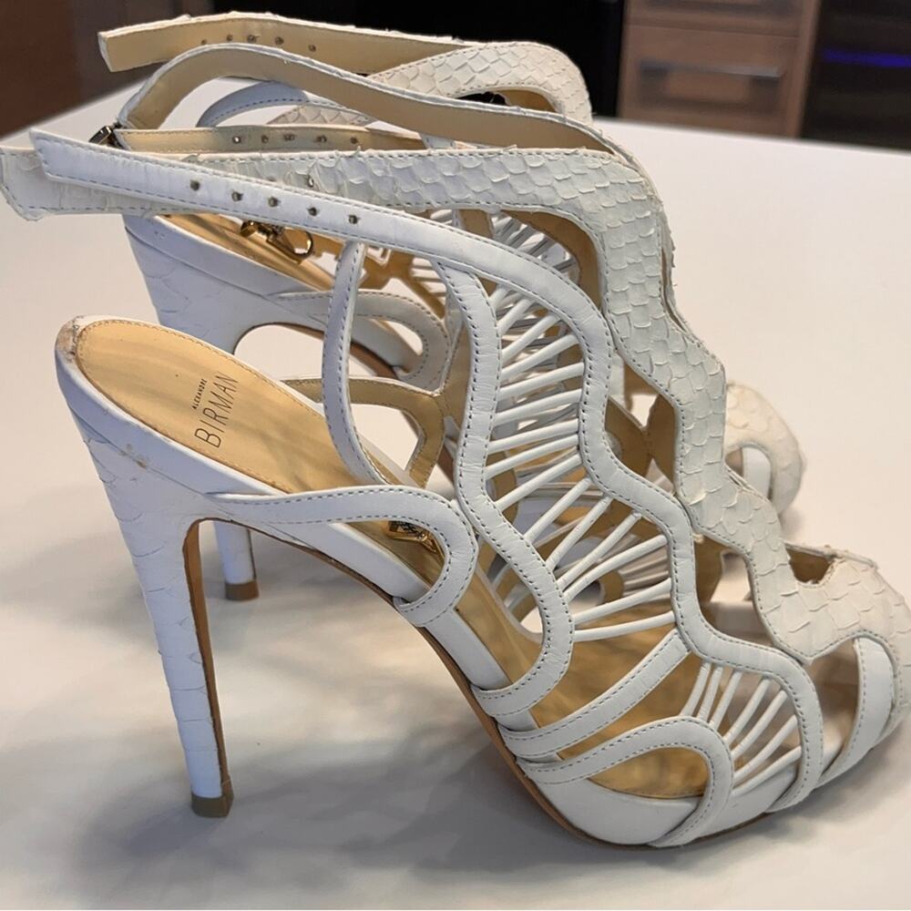 Alexandre Birman White Loretta Python Heels Size … - image 5